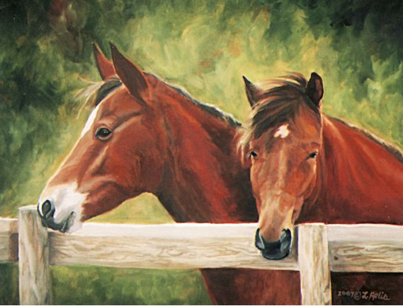 Original oil painting of two horses 