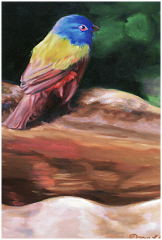Original oil painting of Painted Bunting