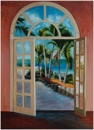 Original oil painting of water view on Islamorada, Florida