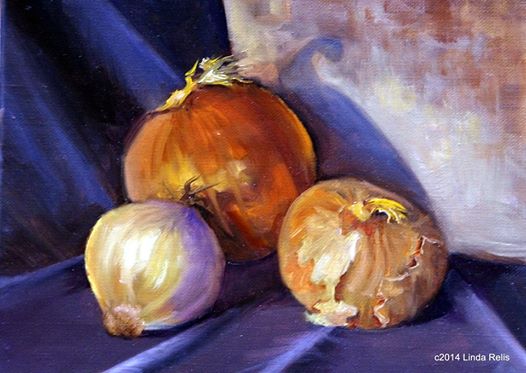 Original oil still life of 3 onions