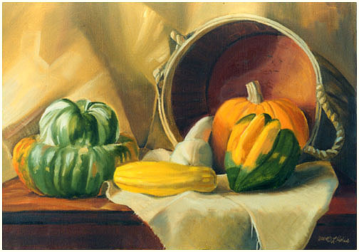 Original oil still life ofautumn squash